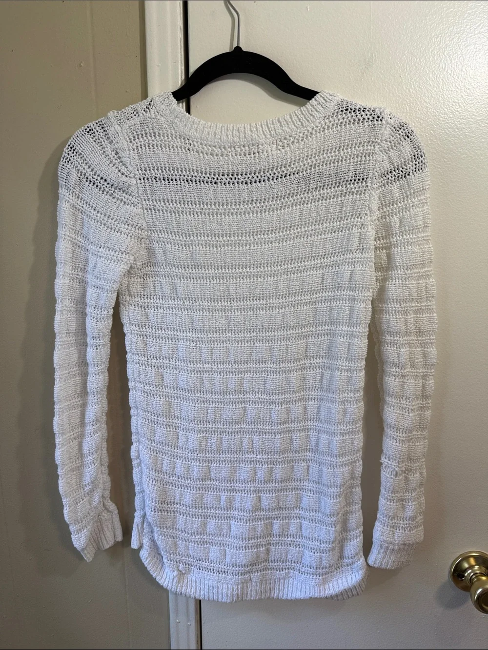 Michael Kors White Open Knit Hi-Low Lightweight Sweater Small Resort Coastal